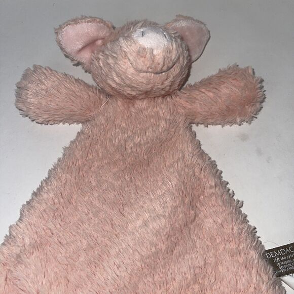 Nat & Jules Demdaco Pink Peach Plush Pig Security Baby Blanket Lovey Rattle - Picture 3 of 7